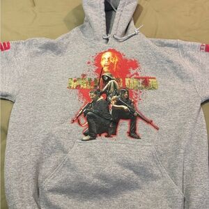 Gildan Gray Hoodie with Red Graphic